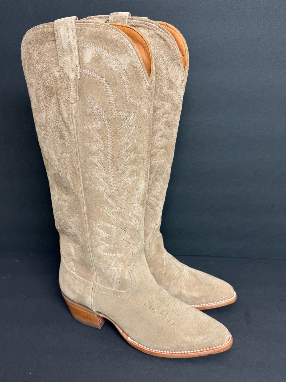 NEW Tecovas The Abby Calf Womens Size 10.5B Driftwood Suede Western Cowgirl Boot